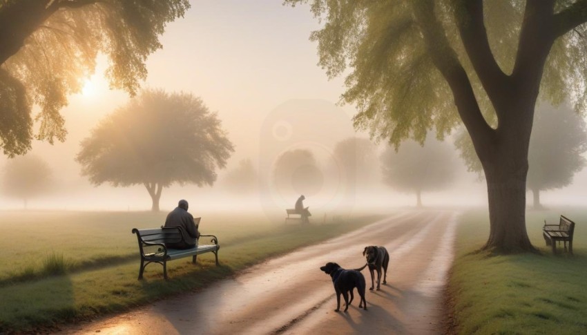 A serene village at dawn with mist rolling over fi (1)